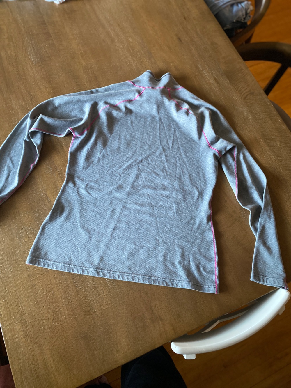 Patagonia Gray Long Sleeve Top with Pink Accent Stitching
